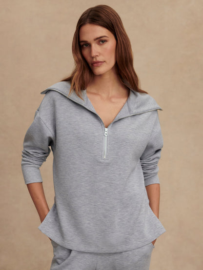 Varley Mid Blue Marl Larson Half Zip Sweat