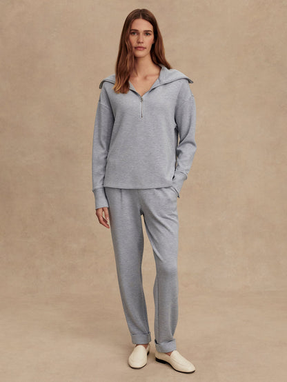 Varley Mid Blue Marl Larson Half Zip Sweat