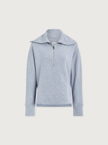 Varley Mid Blue Marl Larson Half Zip Sweat