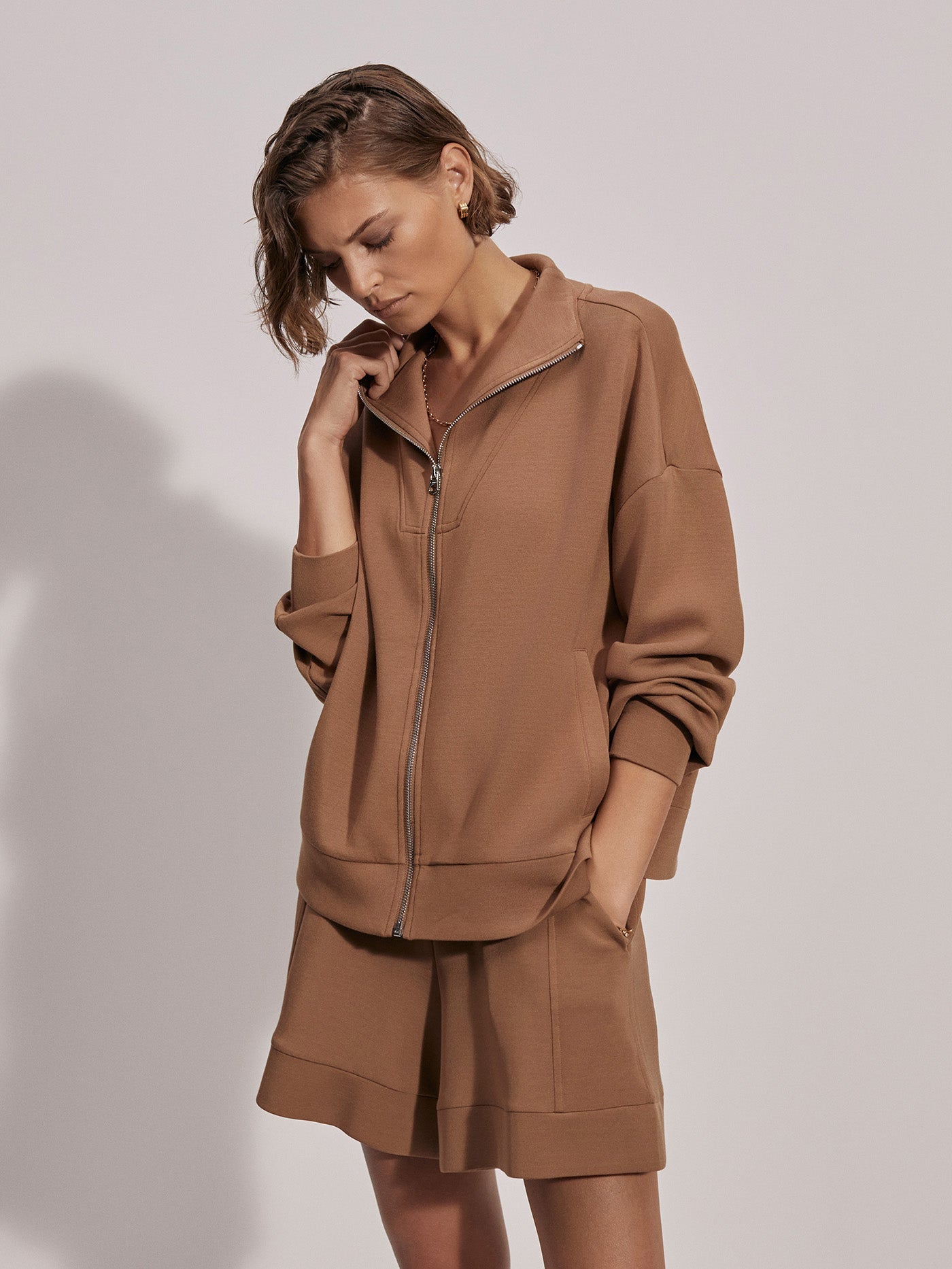 Varley Golden Bronze Ralston Zip-Through Sweat | VARLEY US