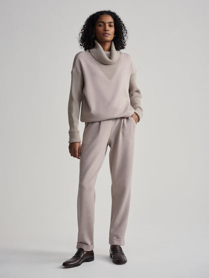 Varley Taupe Marl Hannah Cowl Neck Sweat