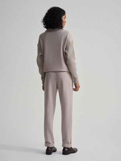 Varley Taupe Marl Hannah Cowl Neck Sweat