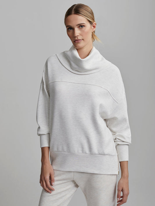Varley Ivory Marl Priya Longline Sweat | VARLEY US