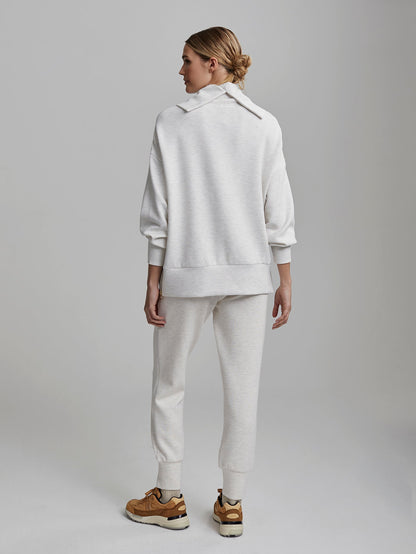 Varley Ivory Marl Priya Longline Sweat | VARLEY US