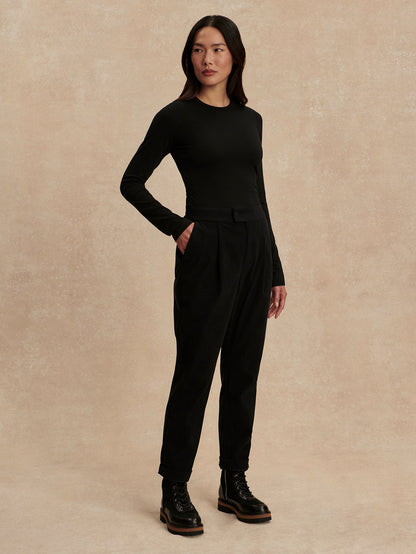 Varley Black Edna Long Sleeve Fitted Tee