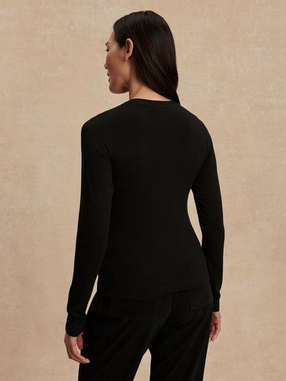 Varley Black Edna Long Sleeve Fitted Tee