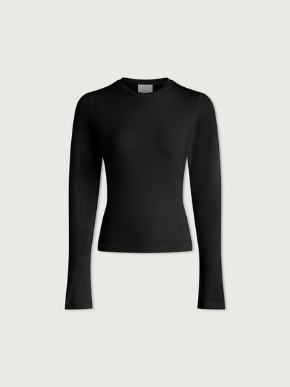 Varley Black Edna Long Sleeve Fitted Tee