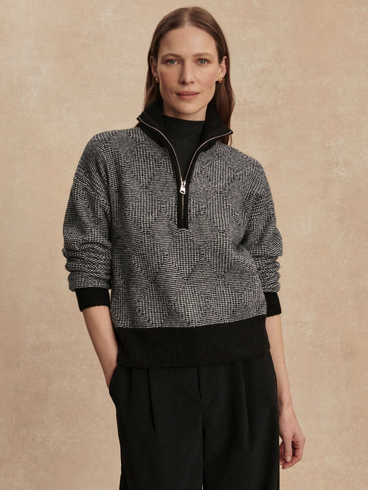 Varley Black Aldridge Half Zip Knit