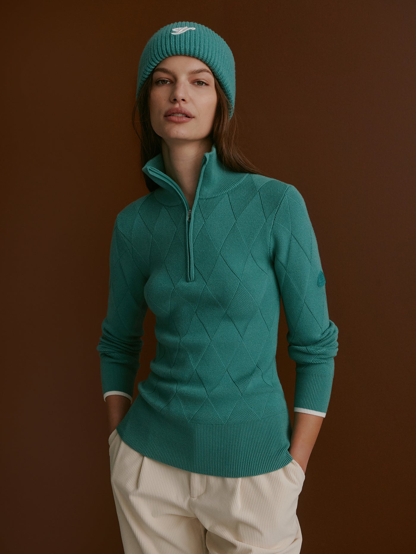 Varley Deep Sea Lawson Half Zip Knit