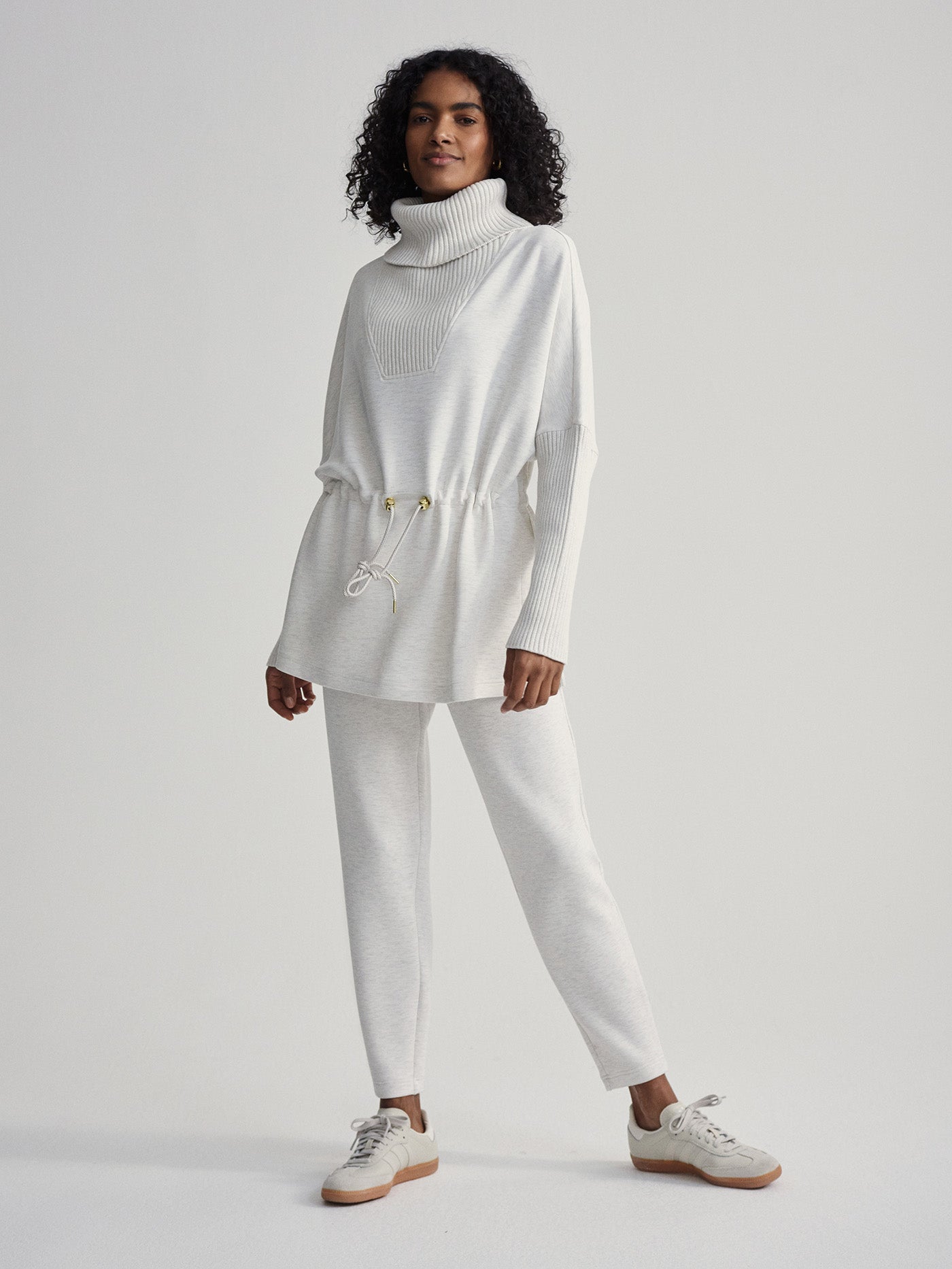 Varley Ivory Marl Suffolk Longline Sweat