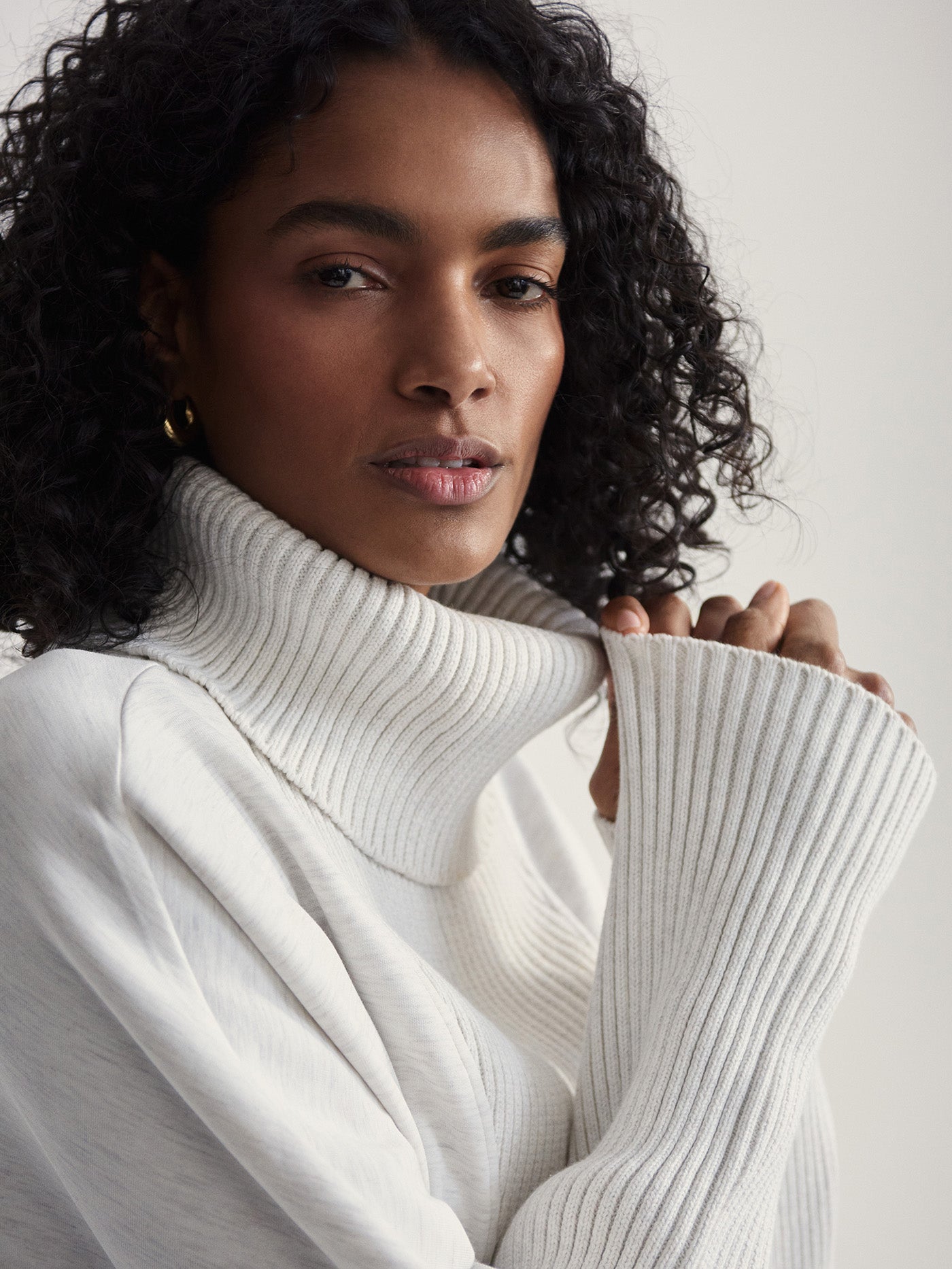 Varley Ivory Marl Suffolk Longline Sweat