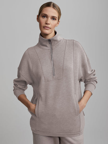 Varley Taupe Marl Naya Half Zip Sweat | VARLEY US