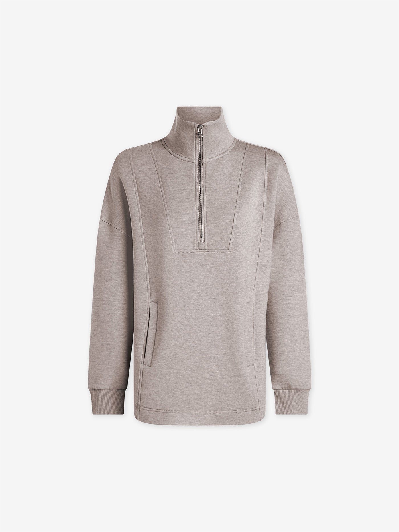 Varley Taupe Marl Naya Half Zip Sweat | VARLEY US