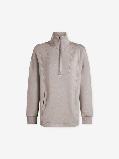 Varley Taupe Marl Naya Half Zip Sweat | VARLEY US
