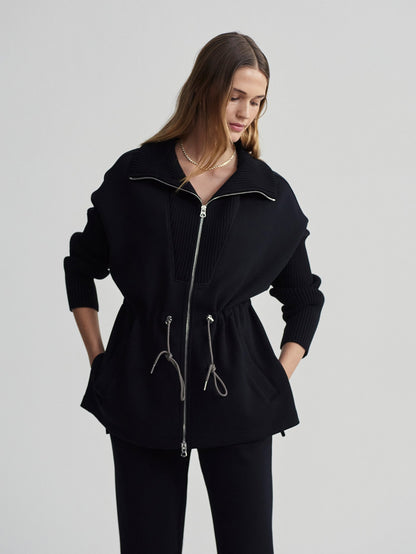 Varley Black Palen Longline Zip Through