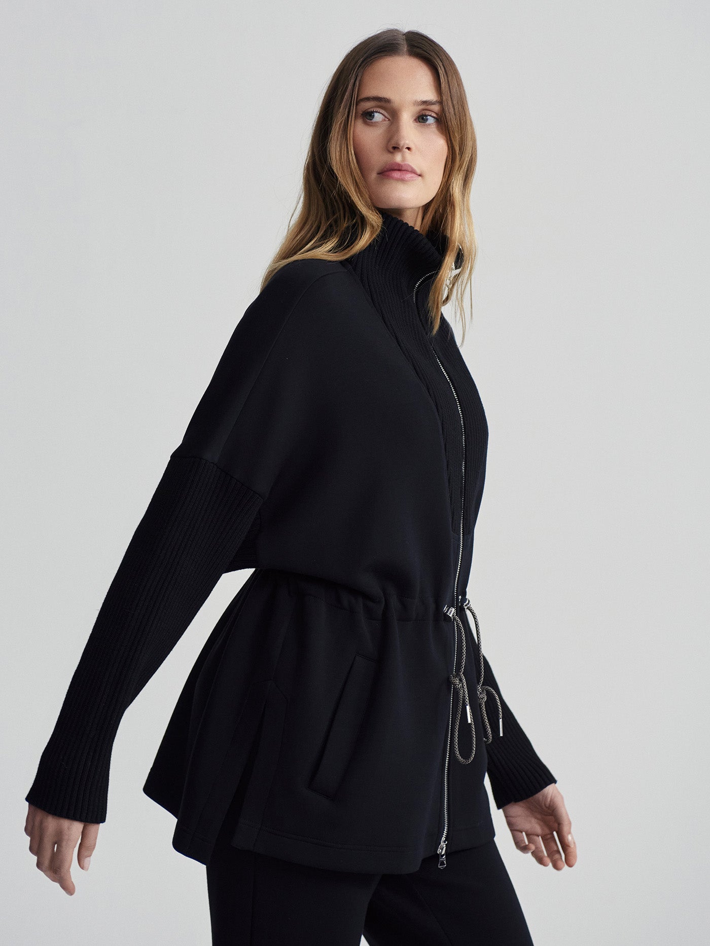 Varley Black Palen Longline Zip Through