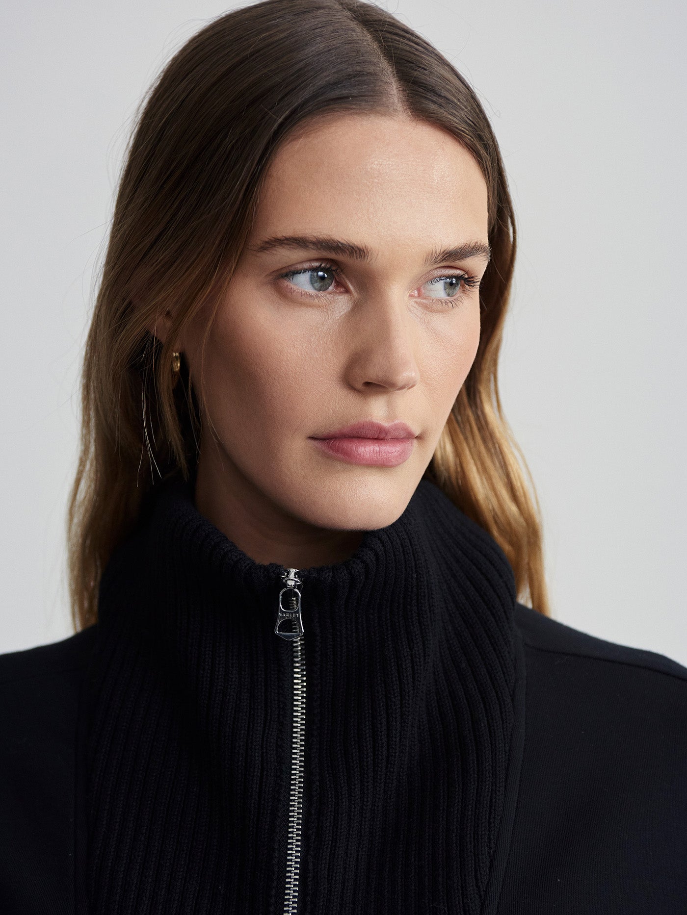 Varley Black Palen Longline Zip Through