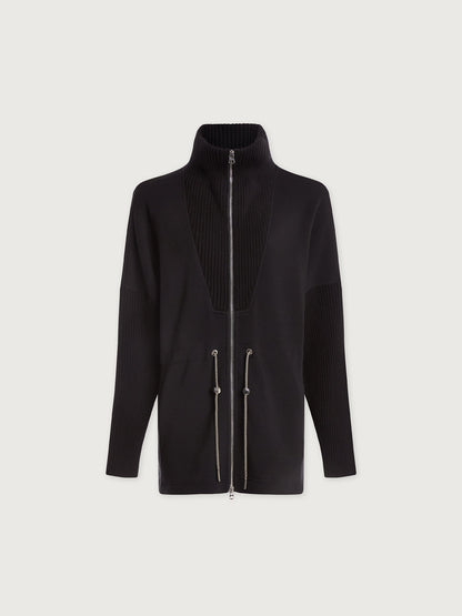 Varley Black Palen Longline Zip Through