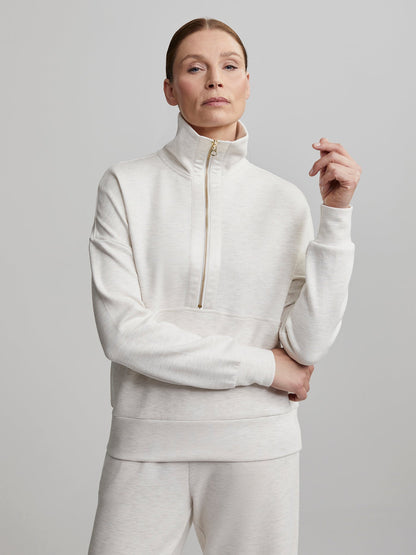 Varley Ivory Marl Keller Half-Zip Pullover
