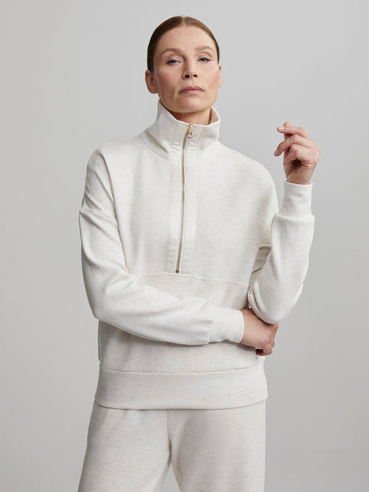 Varley Ivory Marl Keller Half-Zip Pullover
