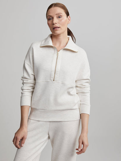 Varley Ivory Marl Keller Half-Zip Pullover
