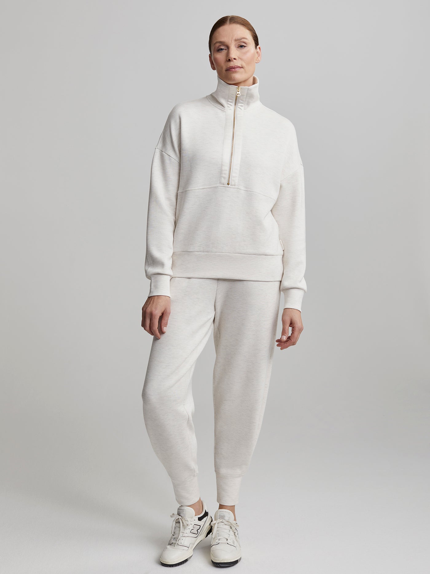 Varley Ivory Marl Keller Half-Zip Pullover