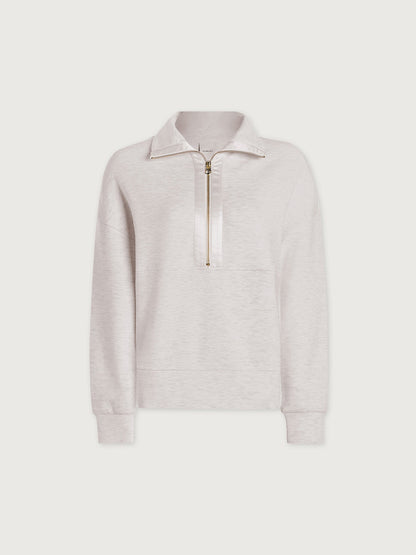Varley Ivory Marl Keller Half-Zip Pullover