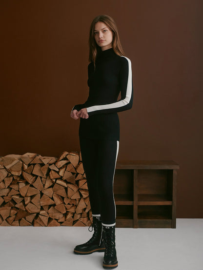 Varley Black Leopold Roll Neck Knit