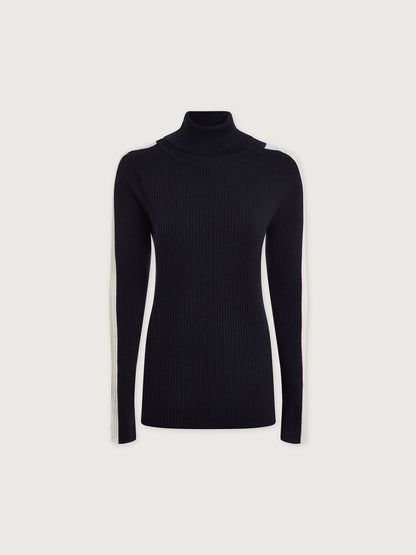 Varley Black Leopold Roll Neck Knit