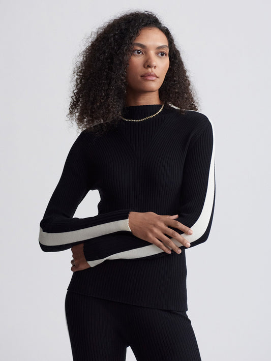 Varley Black Wilshire Mockneck Knit