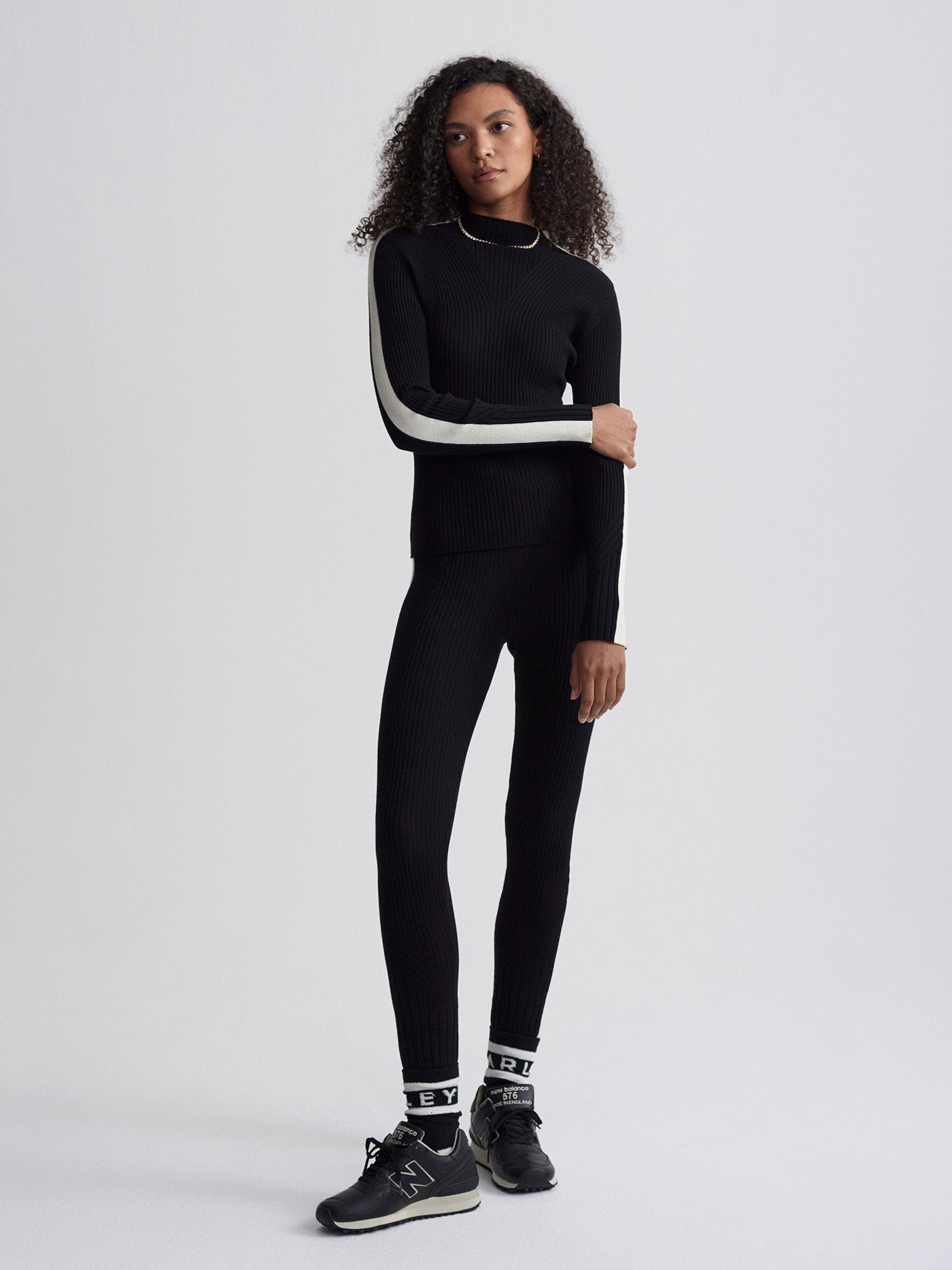 Varley Black Wilshire Mockneck Knit
