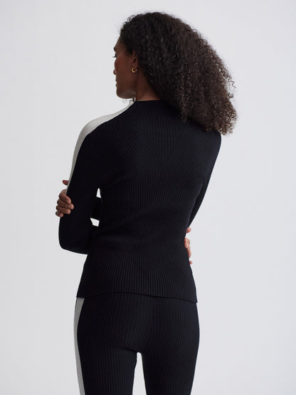 Varley Black Wilshire Mockneck Knit