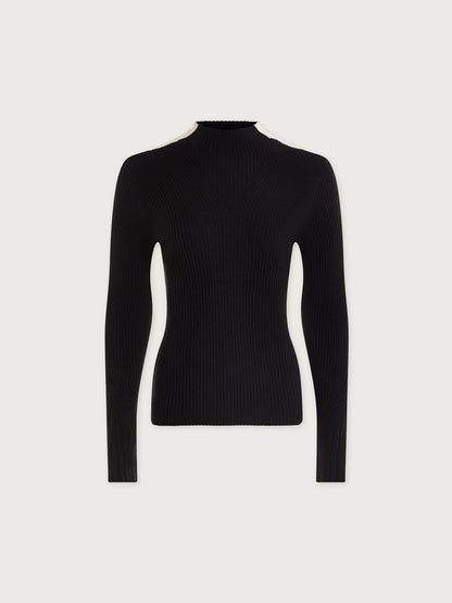 Varley Black Wilshire Mockneck Knit