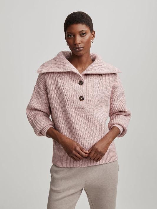 Varley Woodrose Peverel Button Placket Knit | VARLEY US