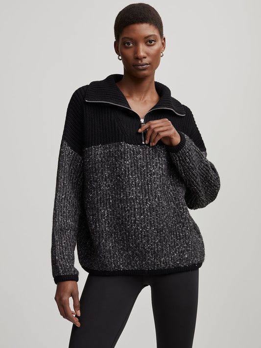 Varley Black Willard Half Zip Knit 2.0