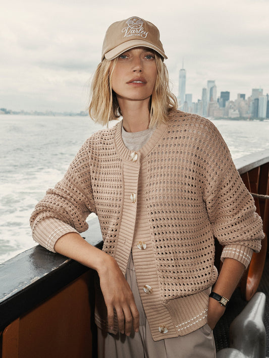 Varley Light Taupe Kris Relaxed Fit Knit Cardigan | VARLEY US