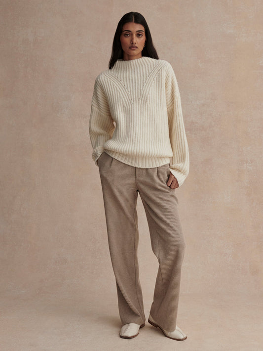 Varley Ivory Blossom Mock Neck Knit Sweater