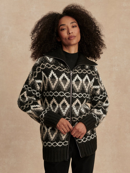 Varley Black Mountain Fairisle Brooke Fairisle Knit Jacket | VARLEY US