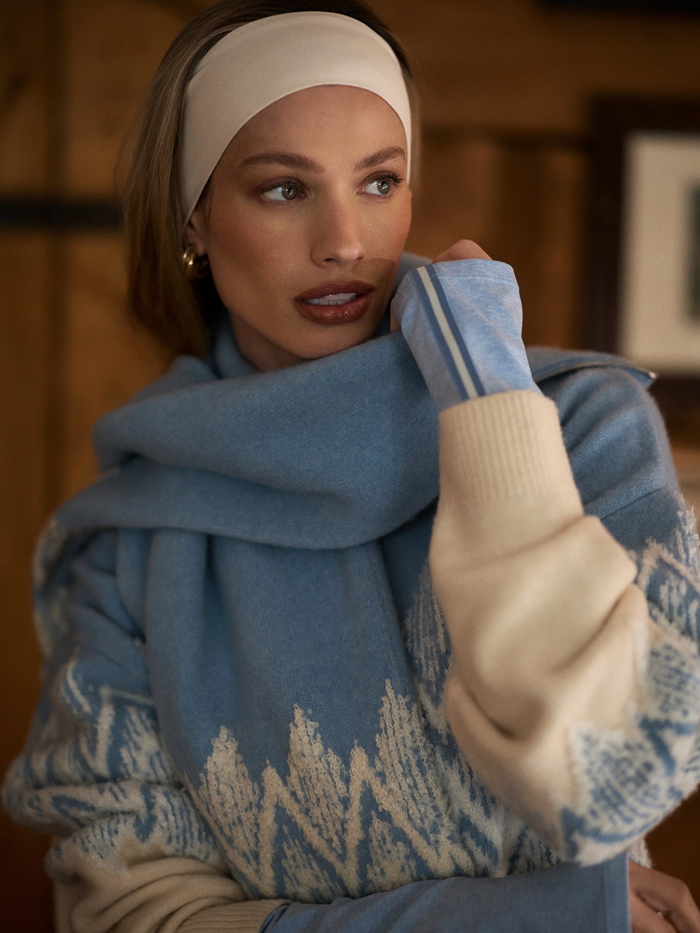 Varley Ashley Blue Hedda Fairisle Half Zip Knit