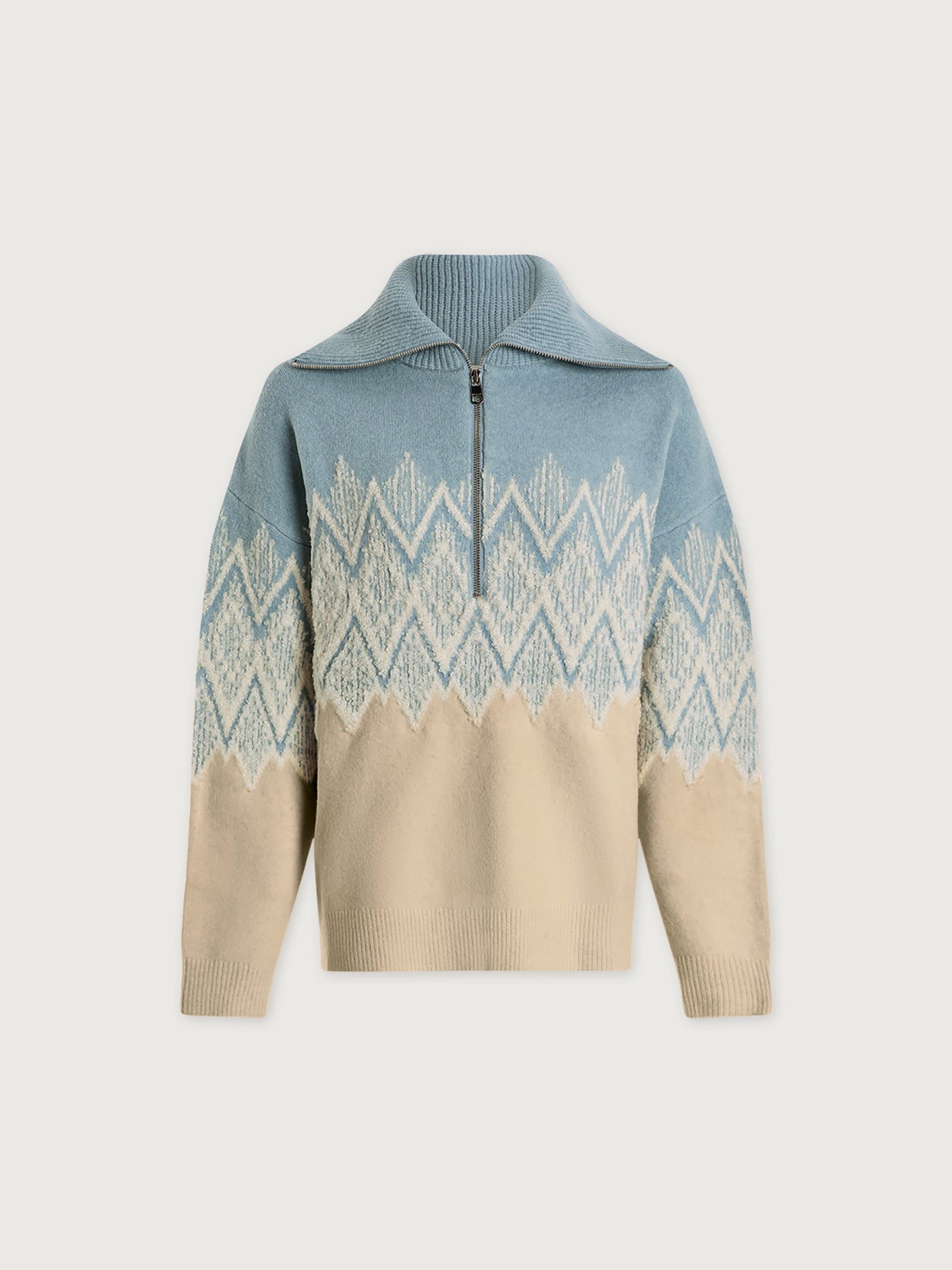 Varley Ashley Blue Hedda Fairisle Half Zip Knit