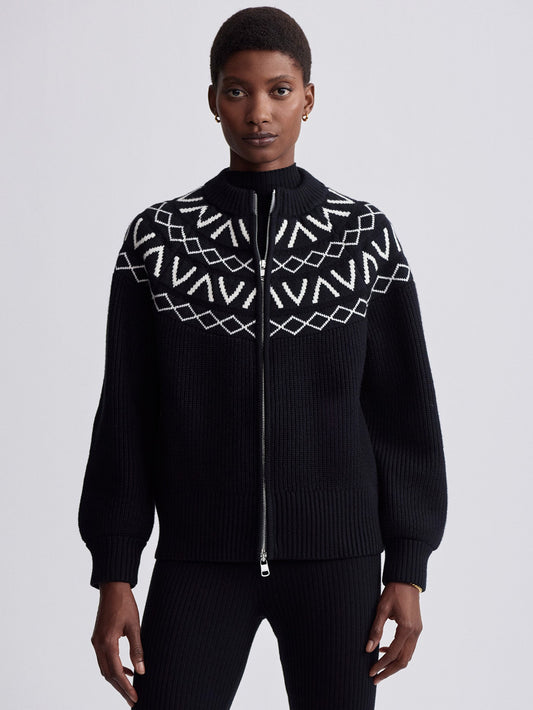 Varley Black Alys Fairisle Knit Jacket