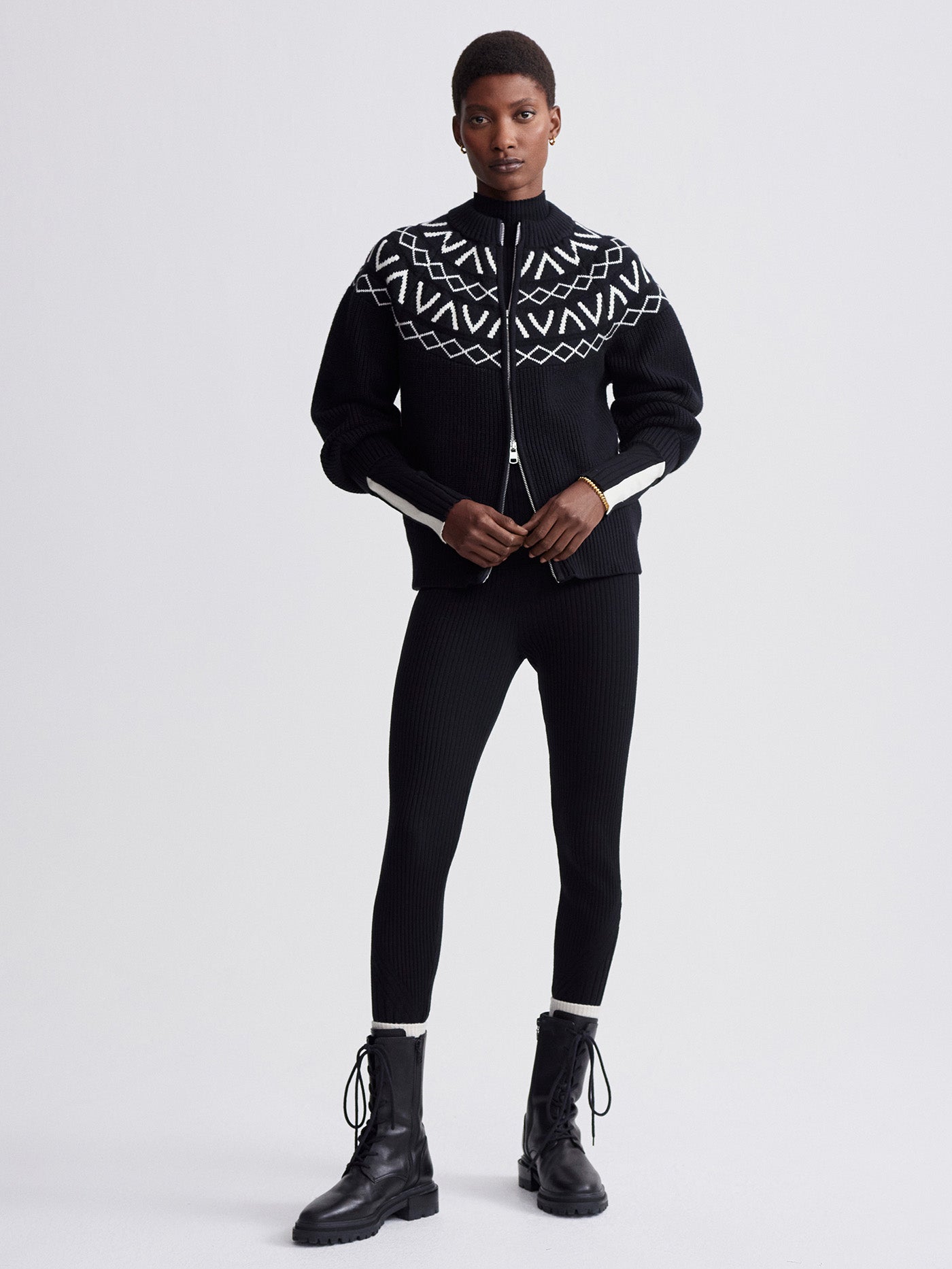 Varley Black Alys Fairisle Knit Jacket