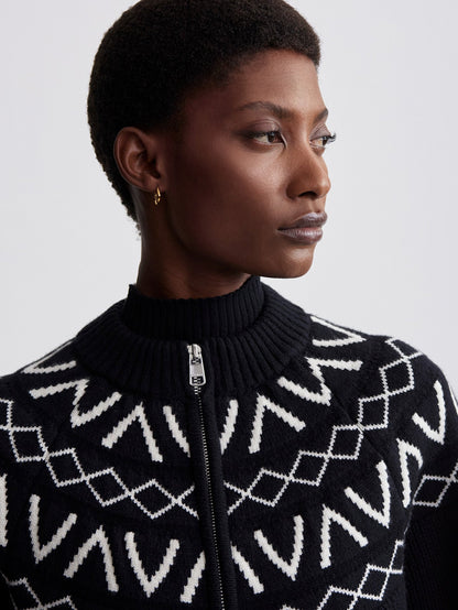Varley Black Alys Fairisle Knit Jacket