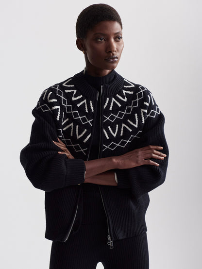 Varley Black Alys Fairisle Knit Jacket