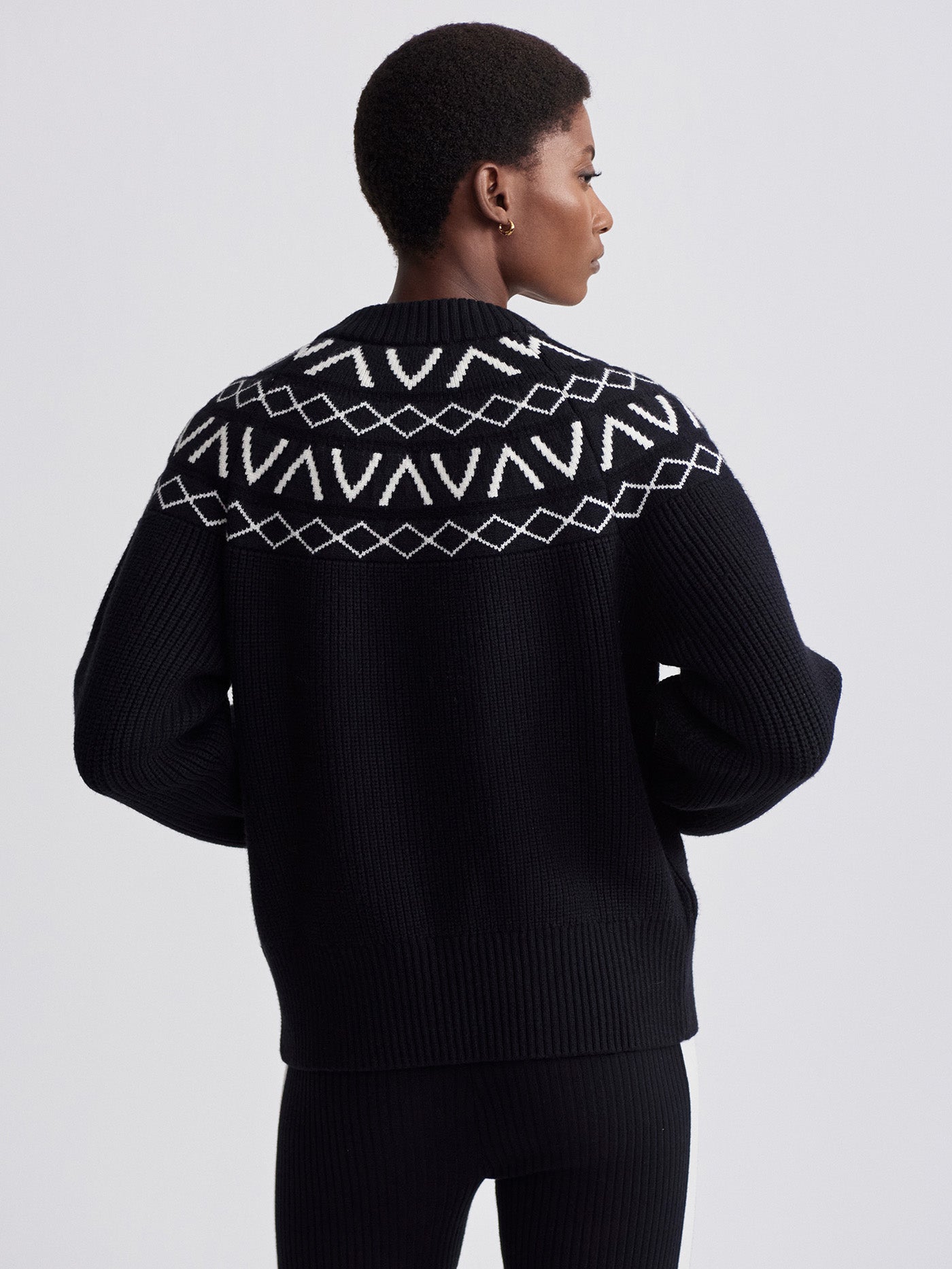 Varley Black Alys Fairisle Knit Jacket
