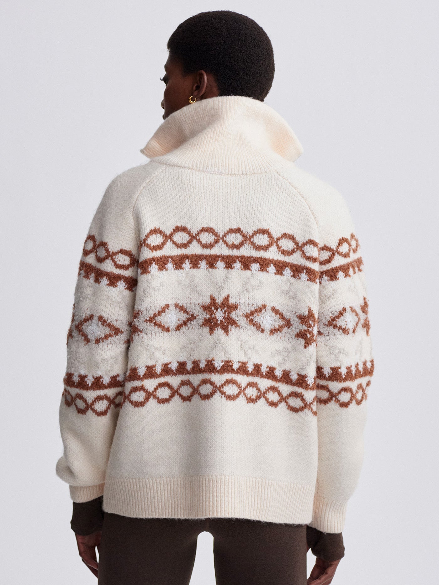 Varley Whitecap Grey Fairisle Cai Fairisle Half Zip