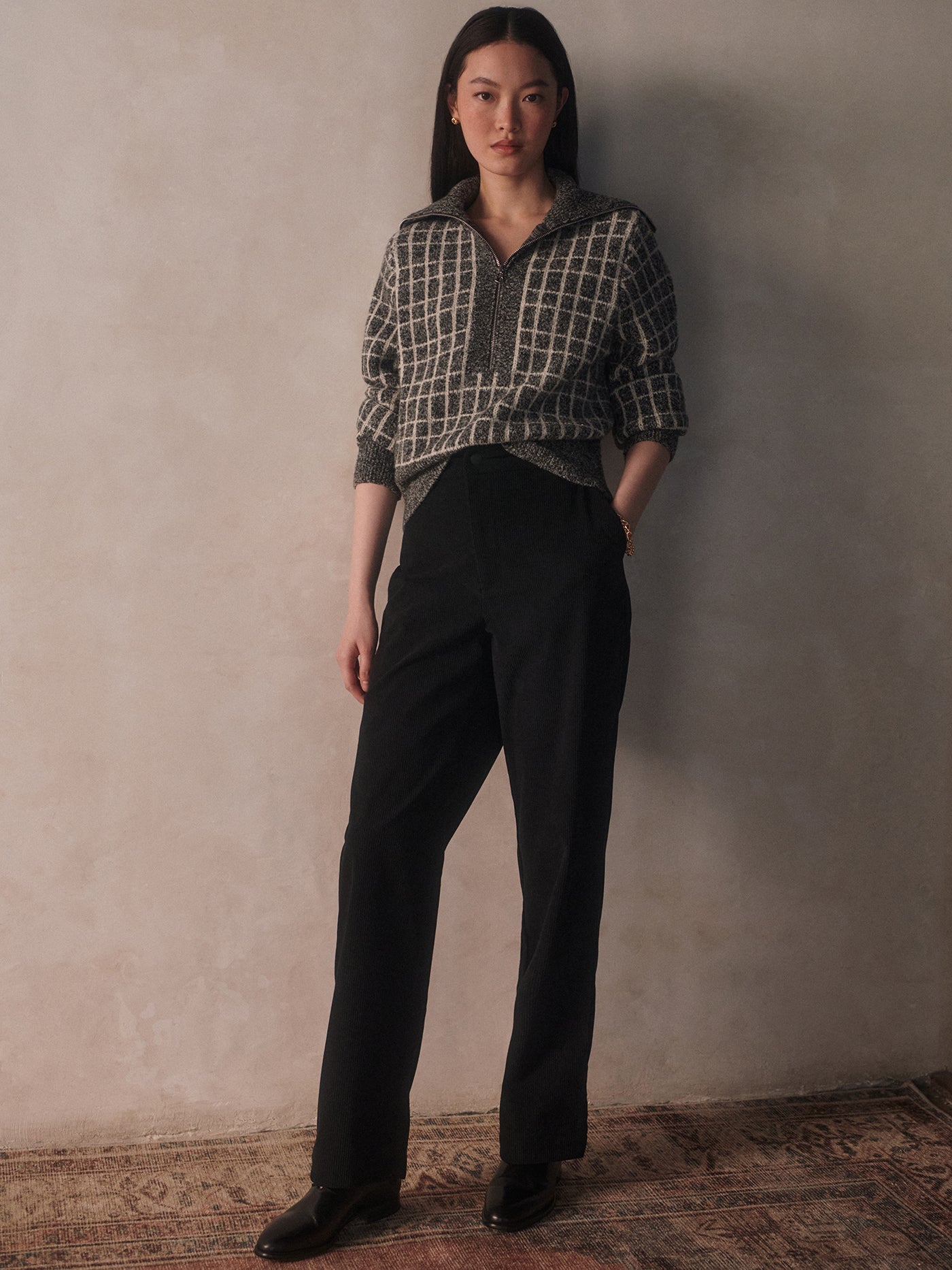 Varley Charcoal Marl Furley Half Zip Knit