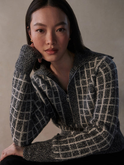 Varley Charcoal Marl Furley Half Zip Knit