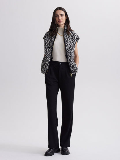 Varley Snow White Black Fleck Sandy Zip Through Knit Gilet