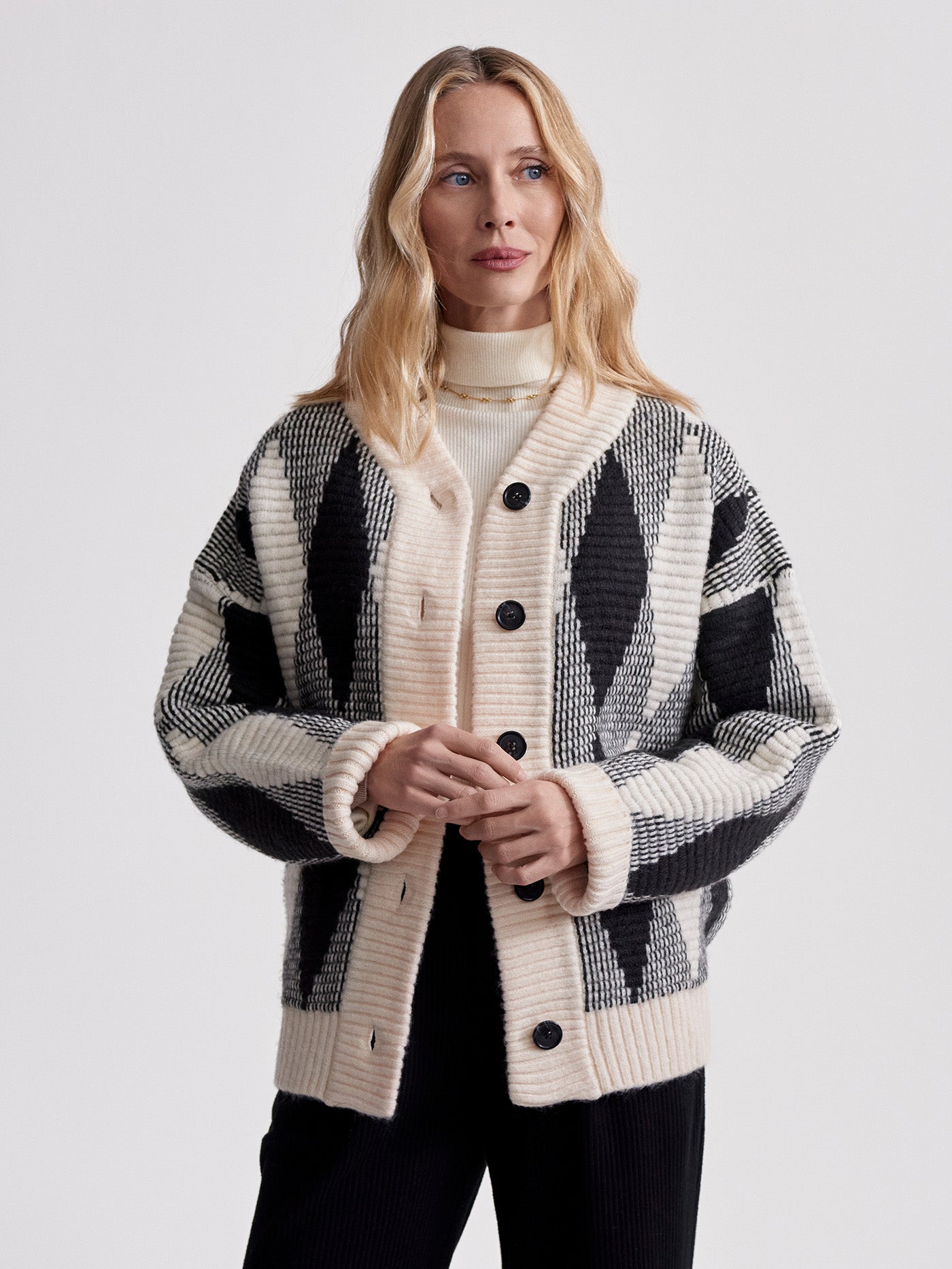 Varley Whitecap Grey Diamond Nancy Jacquard Knit Jacket